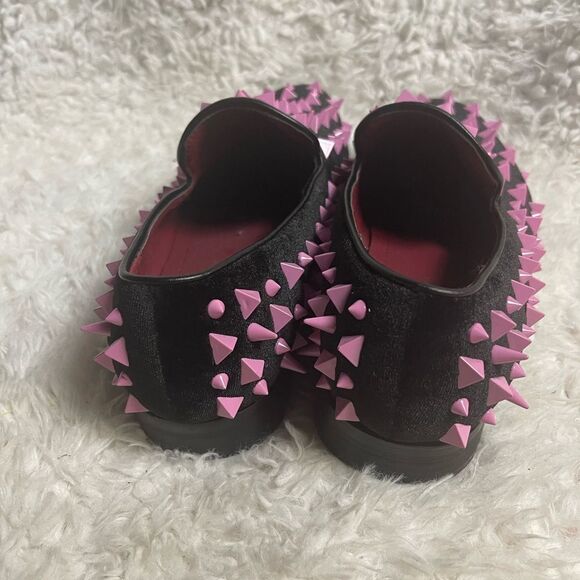Alberto Fellini Men's synthetic black suede pink Spike Dress Loafers SZ8.5 - Picture 5 of 13